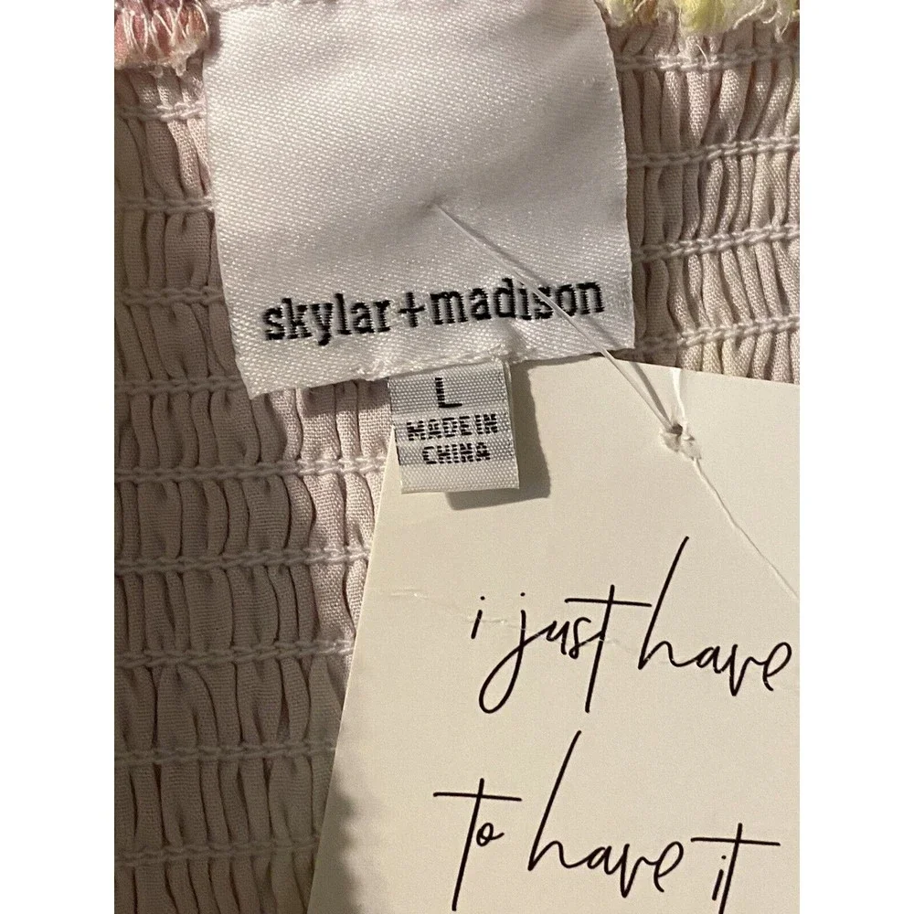 Skylar Madison Smocked Ruffled Tiered Mini Skirt Sz L Large Rainbow Colored NWT - Picture 11 of 11